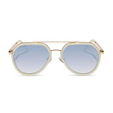 JOEY - COURTSIDE IVORY + GOLD METAL + SLATE GRADIENT FLASH SUNGLASSES