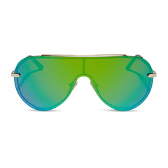IMANI - GOLD + GREEN MIRROR SUNGLASSES