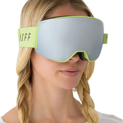SNOW GOGGLES - ALPINE + LIME GREEN + SILVER MIRROR + POLARIZED GOGGLES & FREE GLACIER GREY LENS