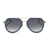 JOEY - CLUBHOUSE BLUE + BRUSHED GOLD METAL + GREY GRADIENT SUNGLASSES