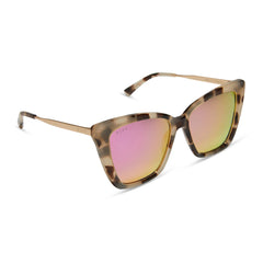 BECKY IV - CREAM TORTOISE + PINK MIRROR SUNGLASSES