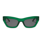 KATARINA - PALM GREEN CRYSTAL + GREY SUNGLASSES