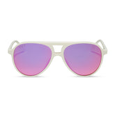 TOSCA II - MATTE WHITE + PINK RUSH MIRROR SUNGLASSES
