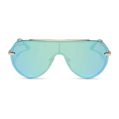 IMANI - GOLD + AQUATIC AWE MIRROR SUNGLASSES