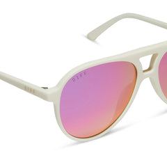 TOSCA II - MATTE WHITE + PINK RUSH MIRROR SUNGLASSES