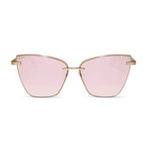 BECKY V - BRUSHED GOLD + CHERRY BLOSSOM MIRROR SUNGLASSES