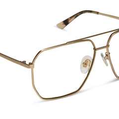 BERKELY - BRUSHED GOLD + ESPRESSO TORTOISE TIPS + BLUE LIGHT TECHNOLOGY GLASSES