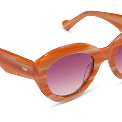 ENID SINCLAIR - ENIDS PINK + ORANGE STRIPE SWEATER + ROSY HIGHLIGHT SUNGLASSES