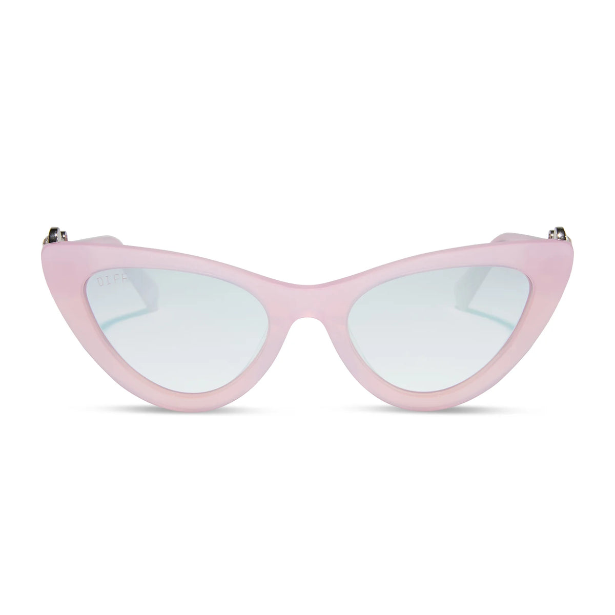 GLINDA UPLAND FOR GOOD - GLASSY PINK CRYSTAL + SILVER FLASH SUNGLASSES