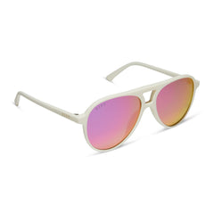 TOSCA II - MATTE WHITE + PINK RUSH MIRROR SUNGLASSES