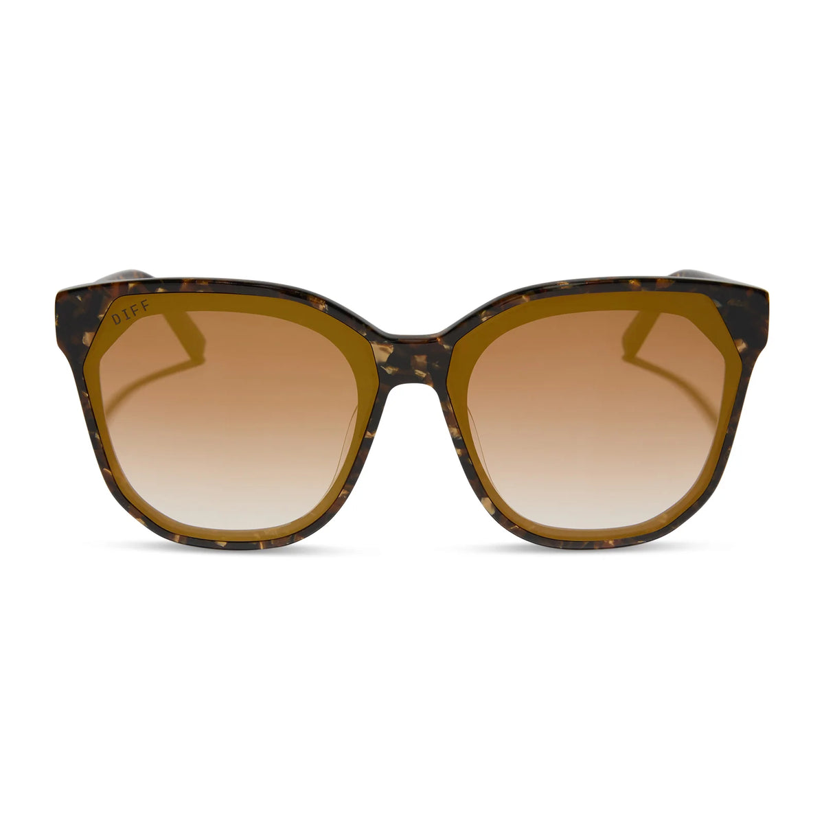 GIA - GLITTER TORTOISE + BROWN GRADIENT + GOLD FLASH SUNGLASSES