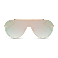 IMANI - GOLD + COOL MATCHA MIRROR SUNGLASSES