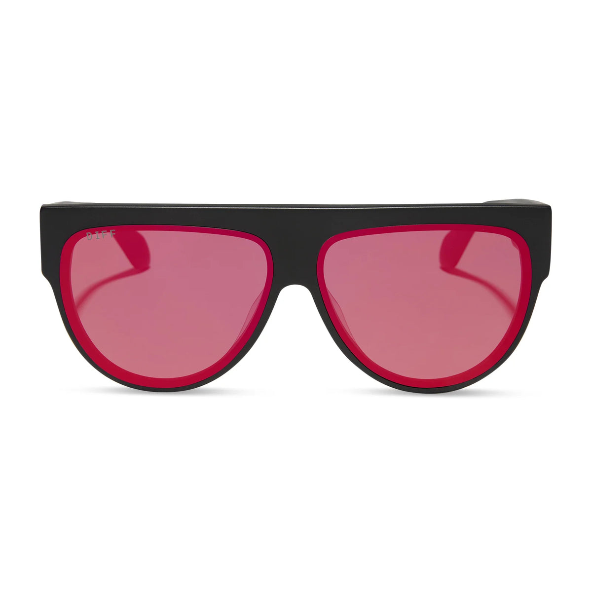 GEORGIE - MATTE BLACK + RED HOT SUMMER MIRROR SUNGLASSES