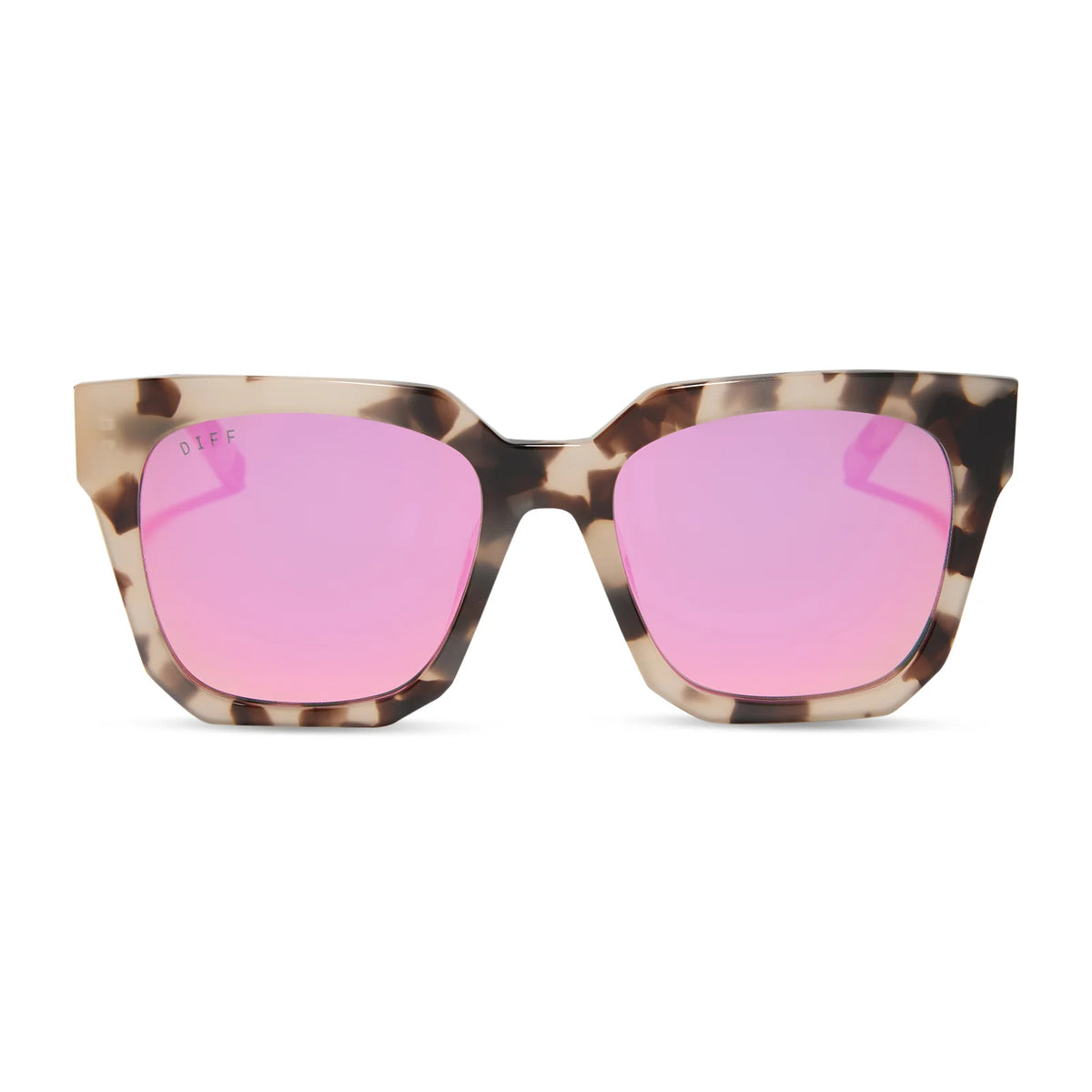 ARIANA - CREAM TORTOISE + PINK MIRROR SUNGLASSES