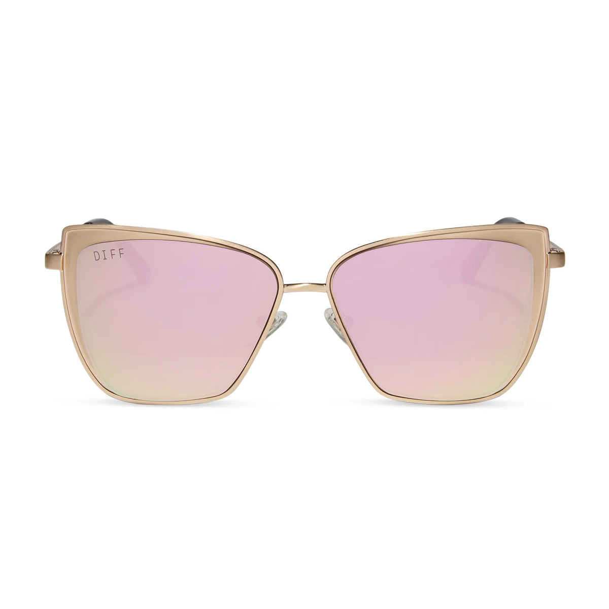 GRACE - BRUSHED GOLD + CHERRY BLOSSOM MIRROR SUNGLASSES