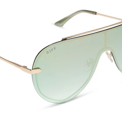 IMANI - GOLD + COOL MATCHA MIRROR SUNGLASSES