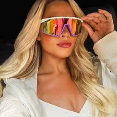 SPIKE - MATTE WHITE + LAVENDER + SHERBET RAINBOW MIRROR + POLARIZED SUNGLASSES
