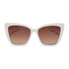 BECKY II - WHITE CLOUD + BROWN GRADIENT SUNGLASSES